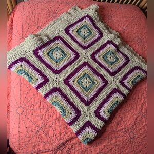 Vintage Handmade, Handcrafted Crochet Afghan Throw Blanket Quilt 44" X 48"